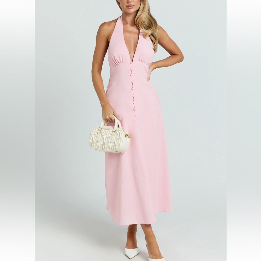 Showpo Beata Midi Dress- plunge halter A line dress